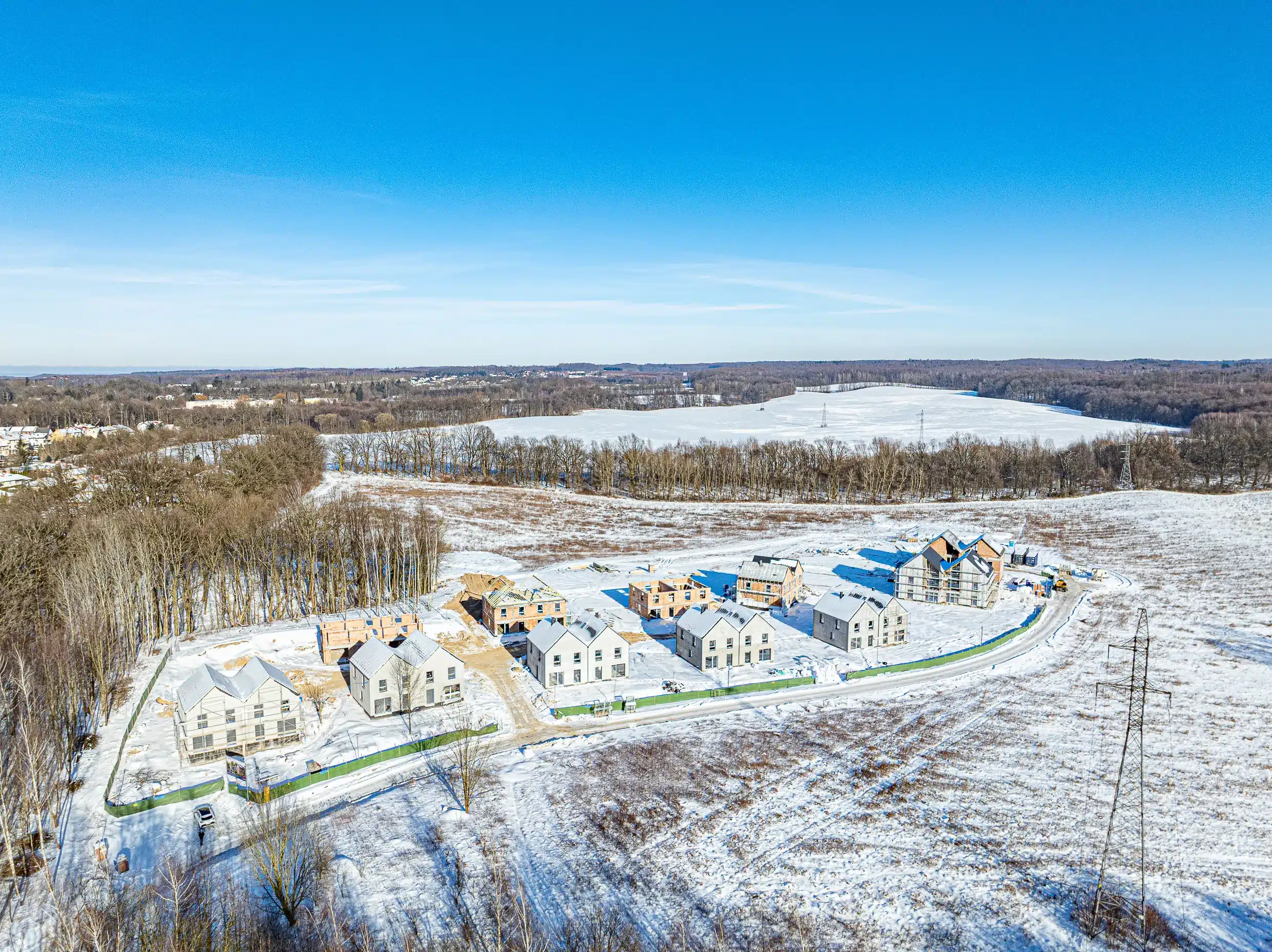 Osiedle Galileo z lotu ptaka · Bielany · Elbląg · w otoczeniu lasu